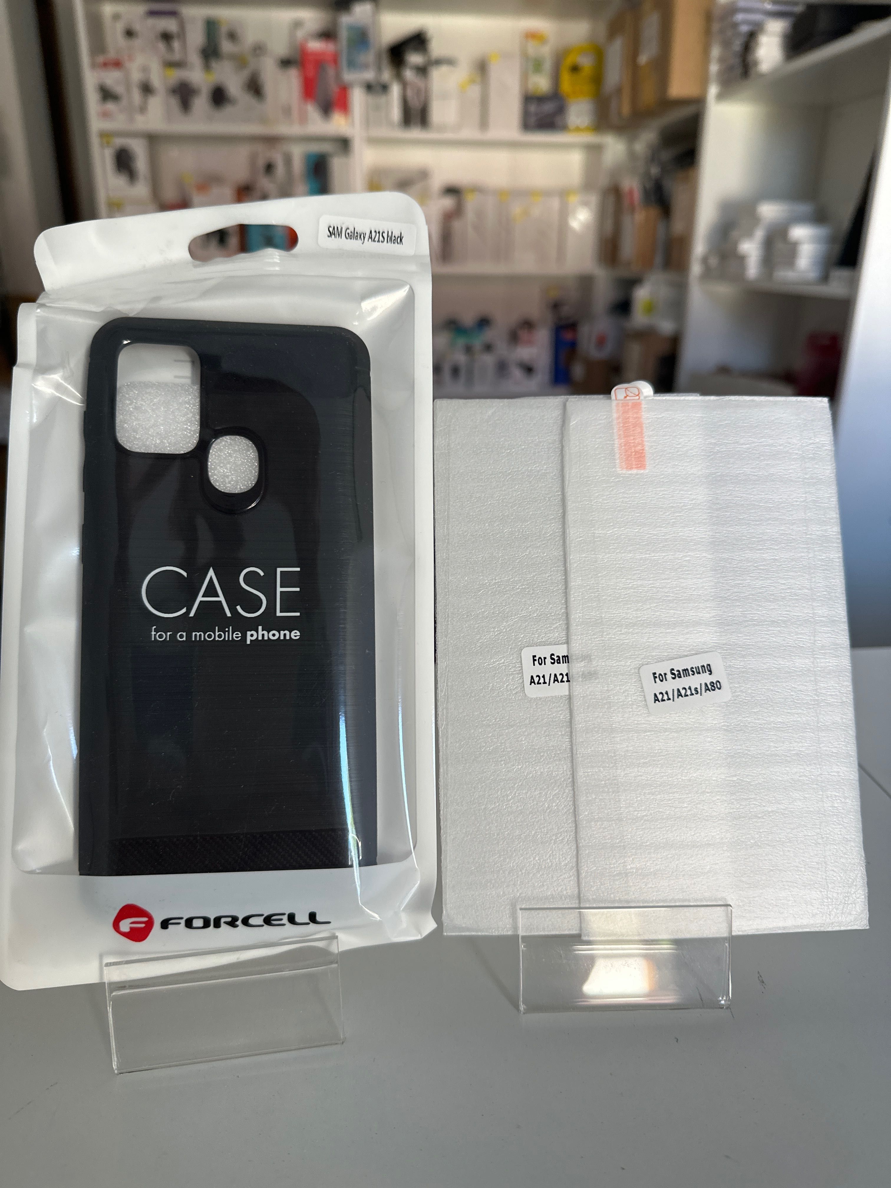 Etui carbon+ 2x szkło hartowane do samsung a21s