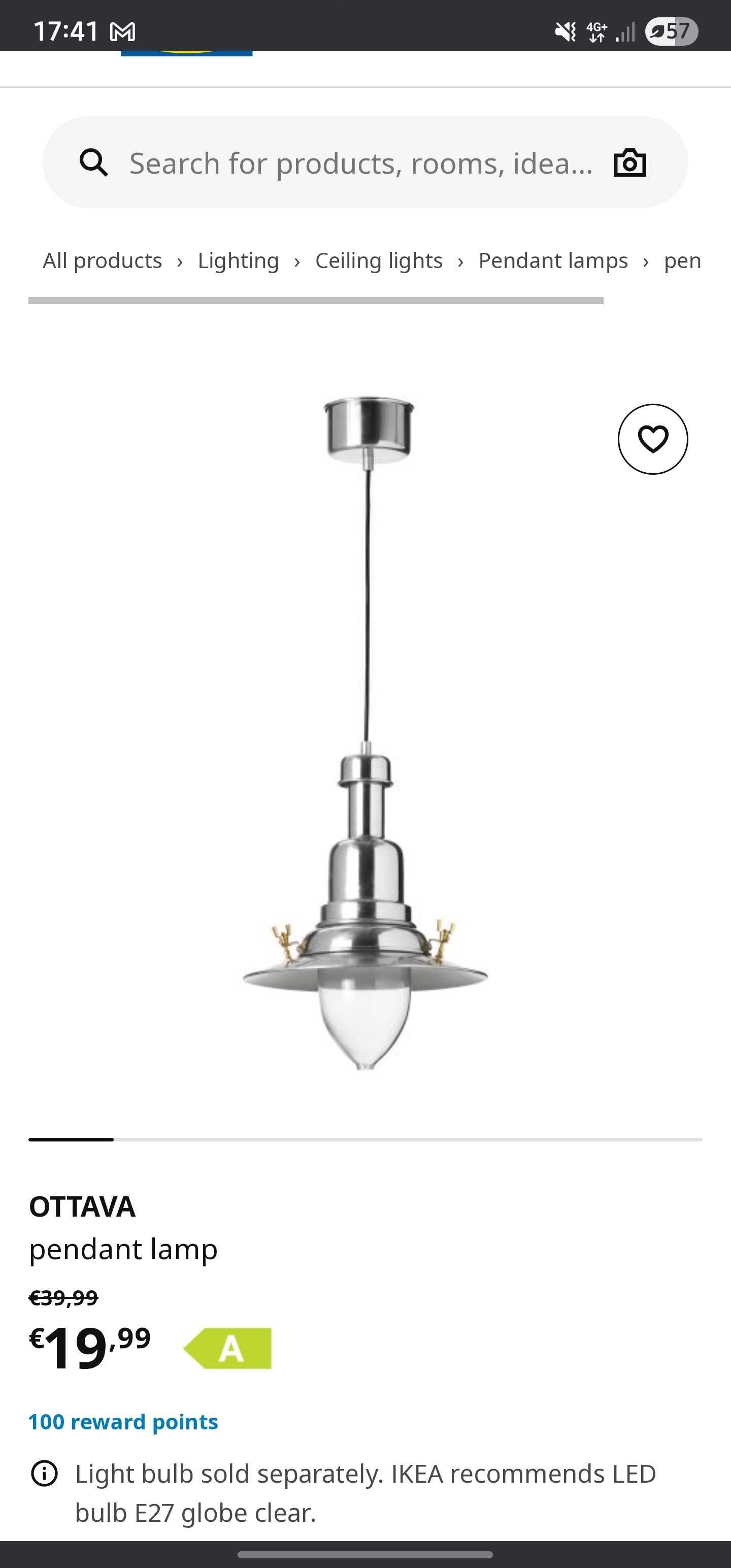 Candeeiro OTTAVA Ikea