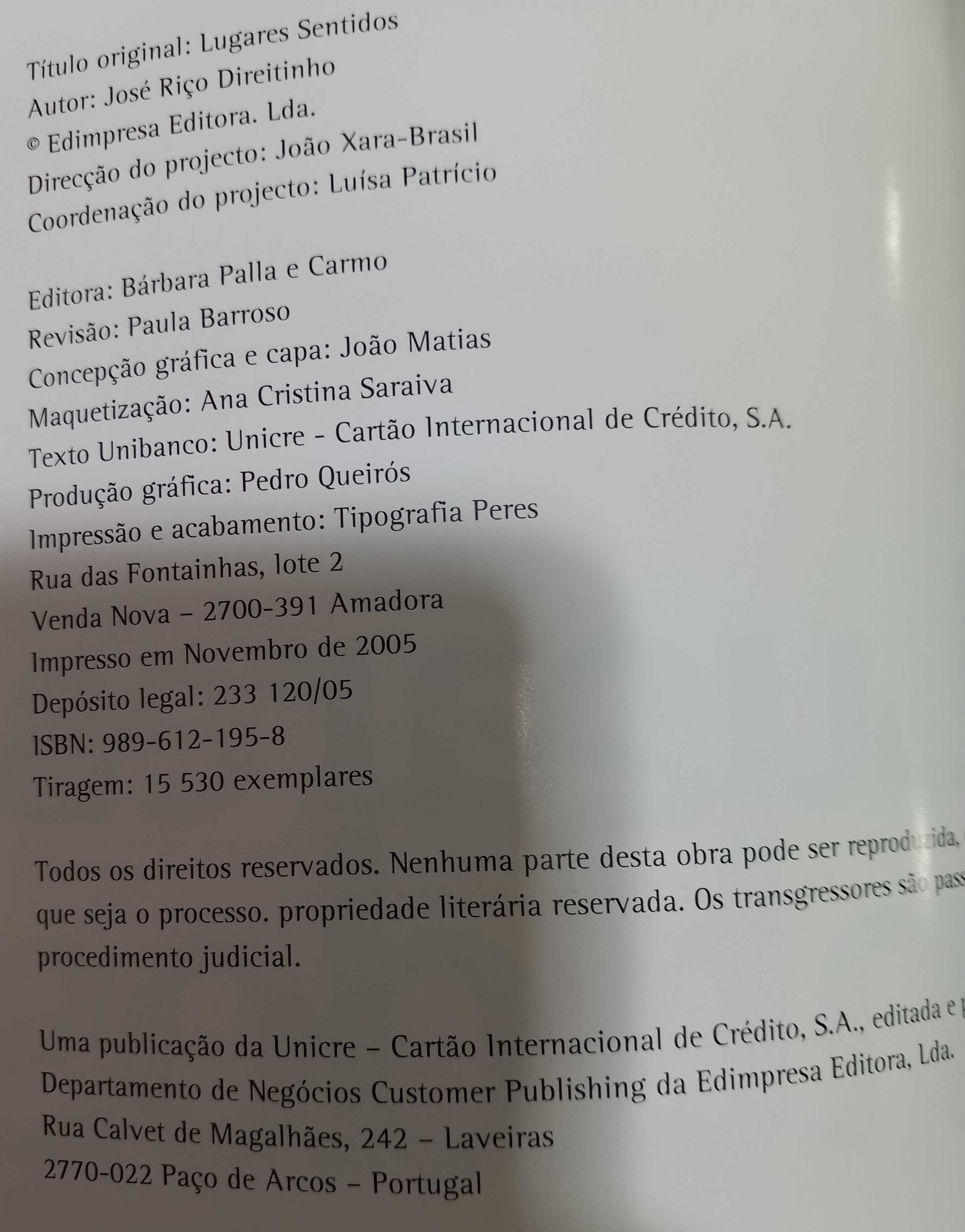 Lugares Sentidos de José Riço Direitinho - Coleção Unibanco