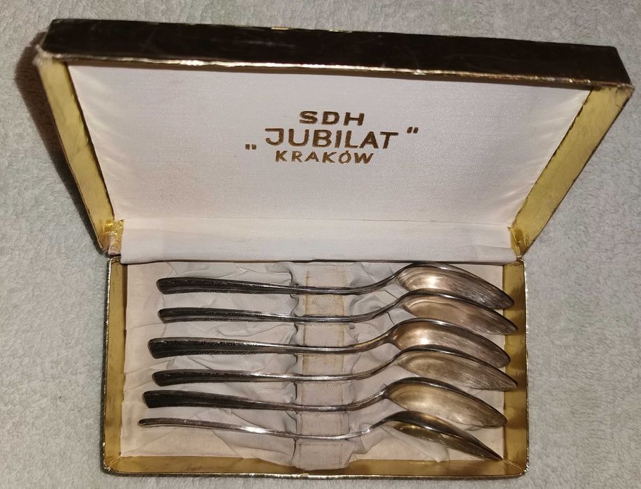 Vintage PRL komplet 6 łyżeczek do herbaty posrebrzanych Hefra