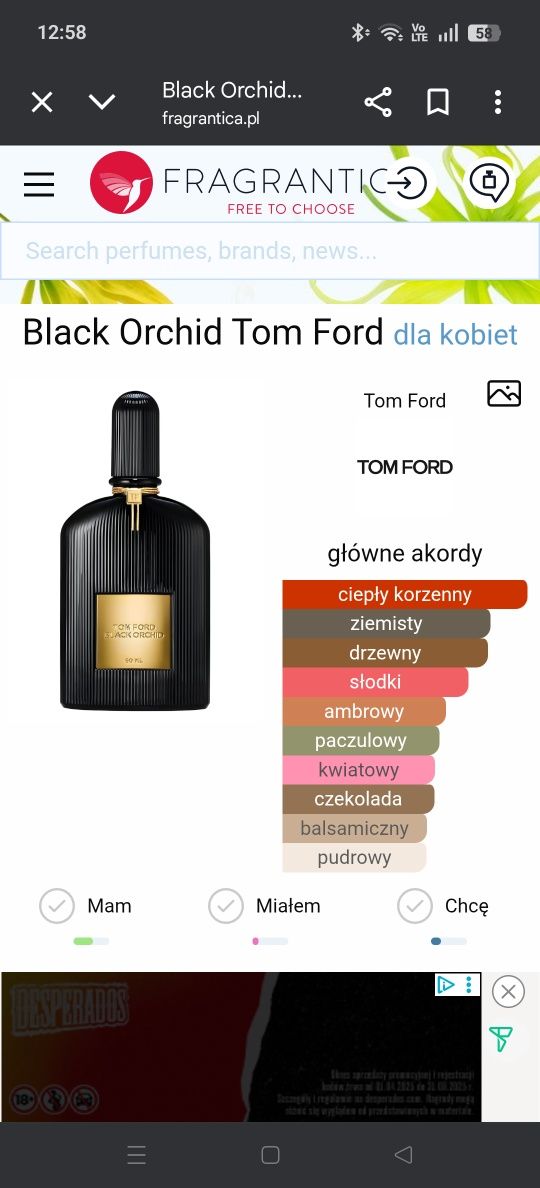 Woda perfumowana Tom Ford Black Orchid 66ml we flakonie 100ml