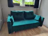 Sofa rozkładana w kolorze butelkowej zieleni (szer. Użytkowa 140 cm)