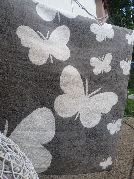 Dwa duże Dywan 180x250cm bardzo duży szary w motylki