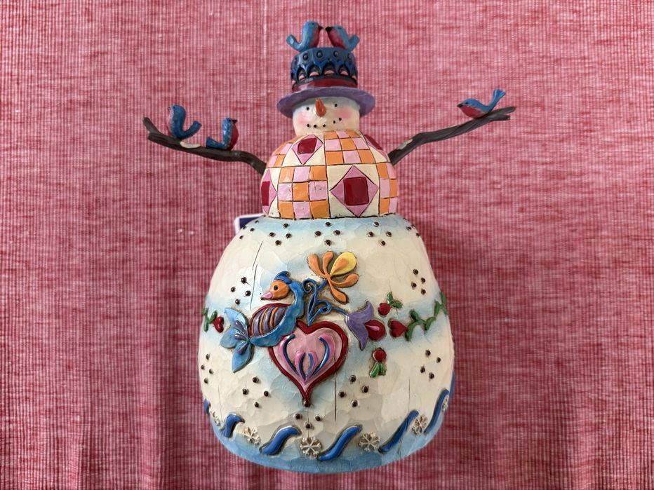 Jim Shore, bałwanek z ptakami, oryginał z 2003 r.