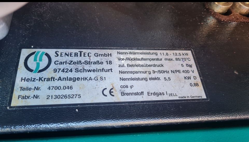 KOGENERATOR Niemiecki DACHS 5,5KW 3FAZY moc cieplna 12,5Kwh komplet