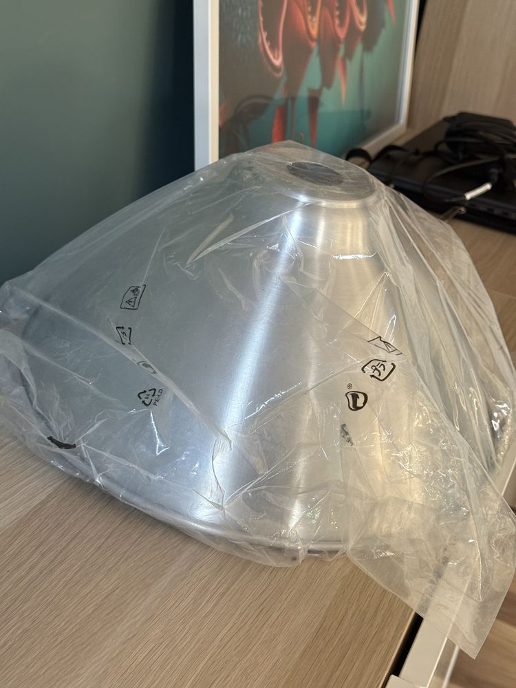Ikea Foto lampa wisząca sufitowa 38 cm aluminium srebrna nowa
