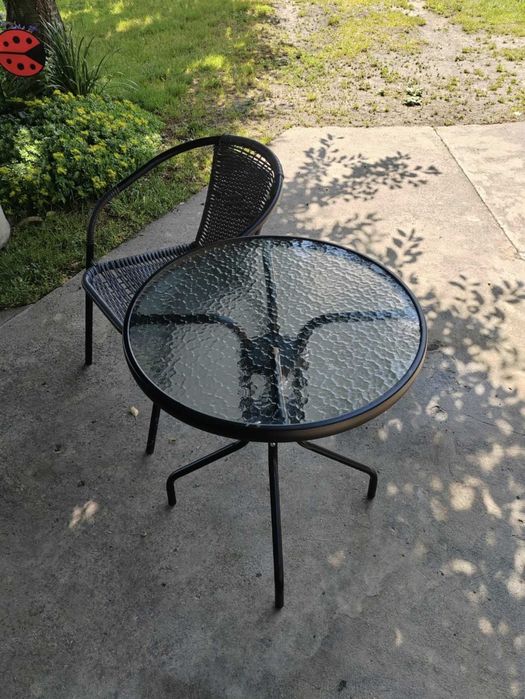 Stolik Ogrodowy Szklany Hartowany Kawowy Balkonowy Patio Okrągły 60 cm