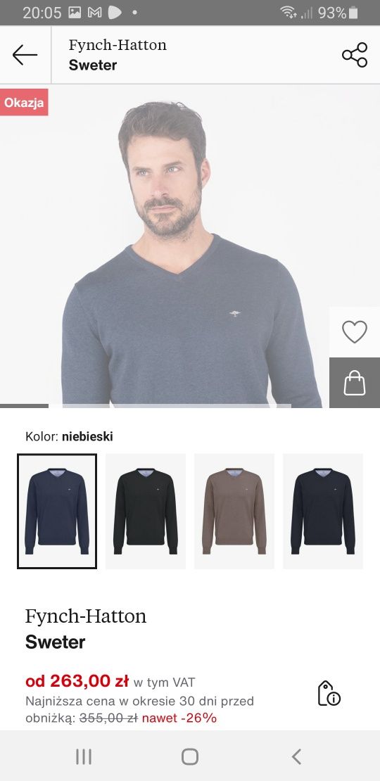 FYNCH-HATTON sweter męski Nowy Bawełna Premium M