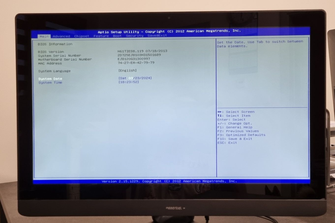 AIO komputer Intel i3 23.8 cala