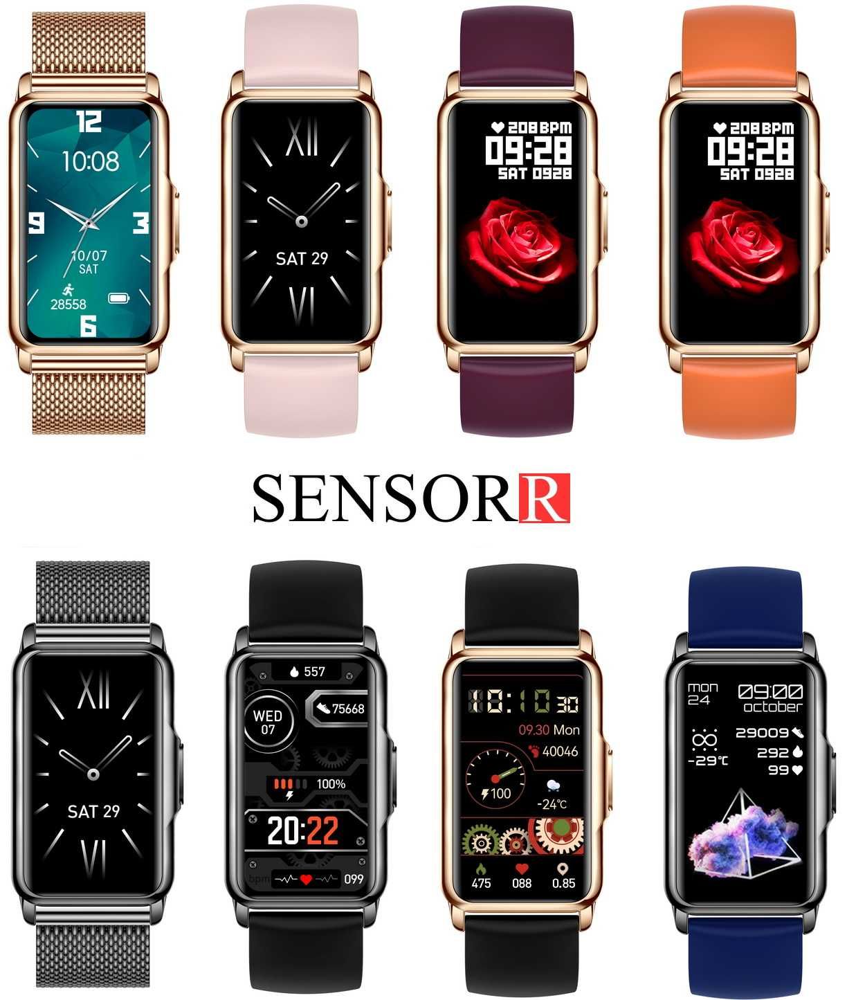 Elegancki Zegarek Damski SMARTWATCH SMARTBAND SENSORR Na Bransolecie