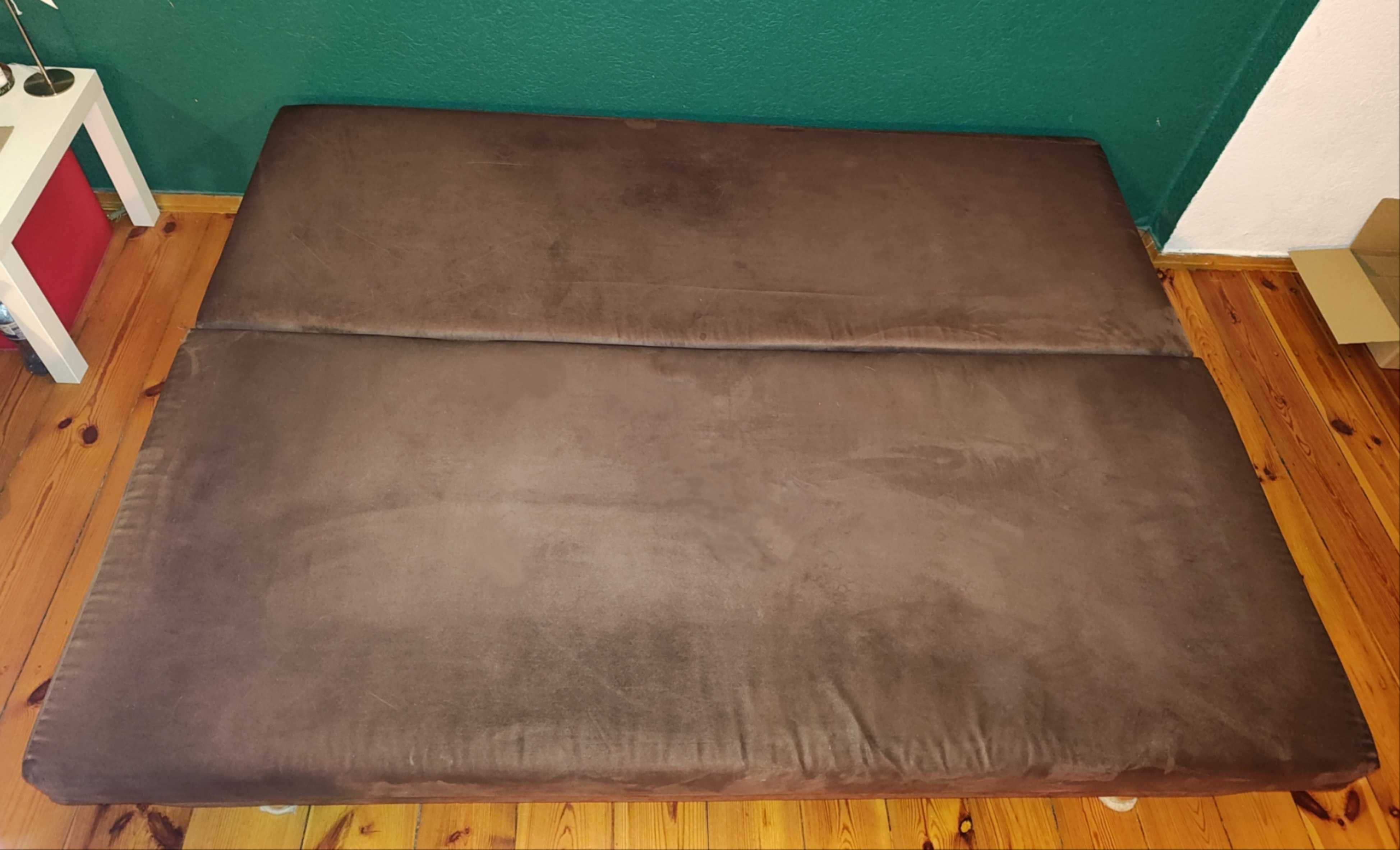 Wersalka brązowa rozkładana kanapa sofa welur zamsz 80x200 160x200