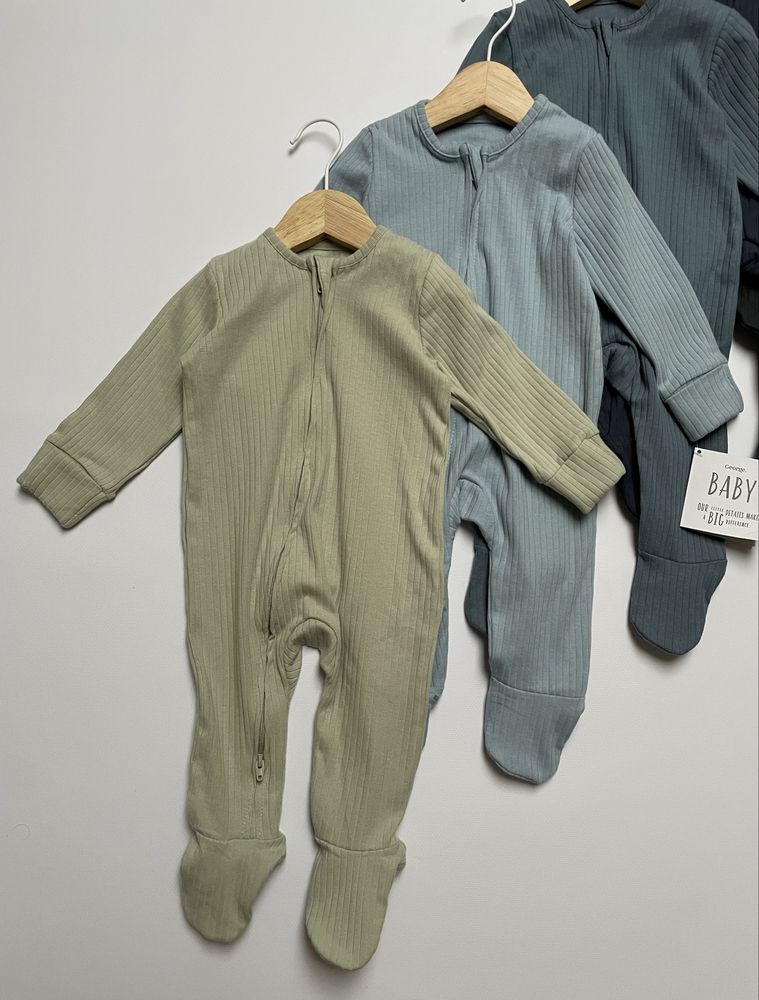 62 68 George 5pak pajac pajacyk prążek bawełna prążkowana zestaw zip