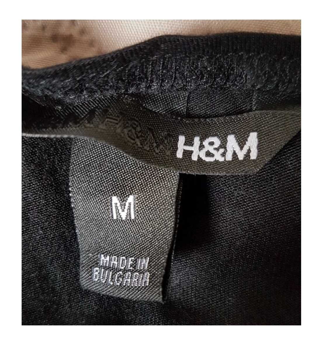 H&M bluzka top z baskinką czarny