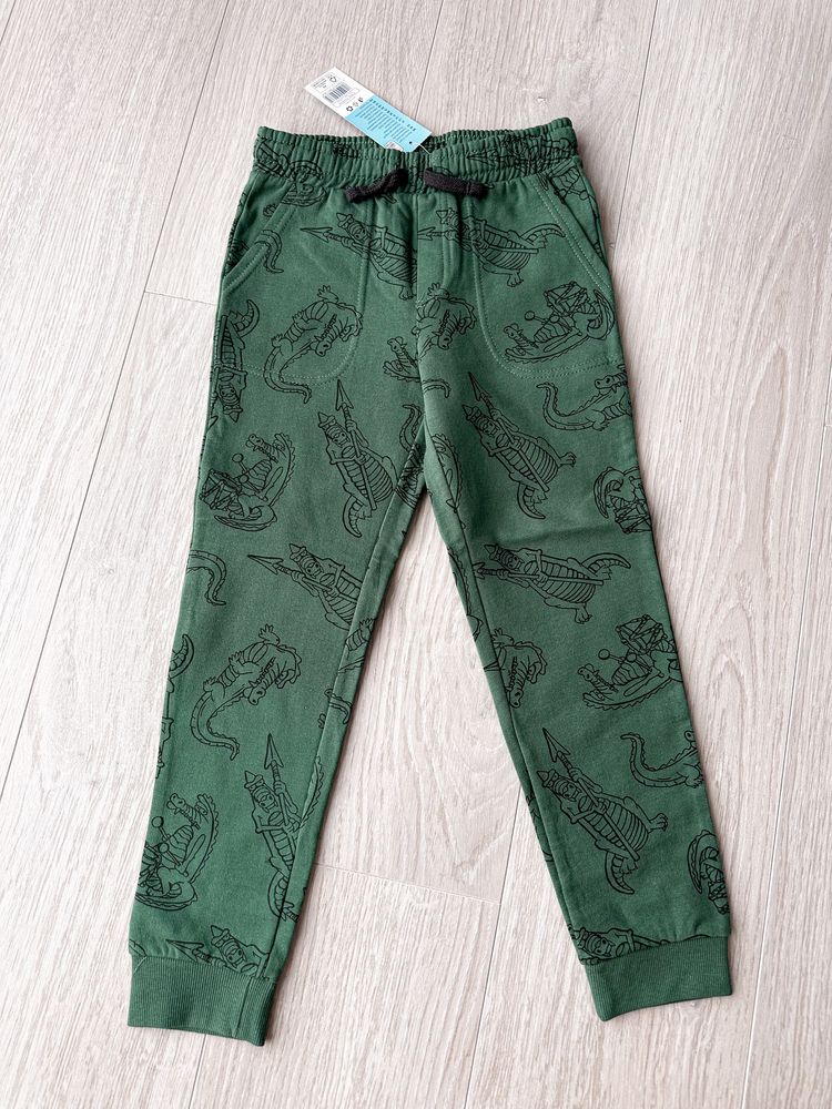 Spodnie 122 nowe dresy dresowe zielone w krokodyle aligator