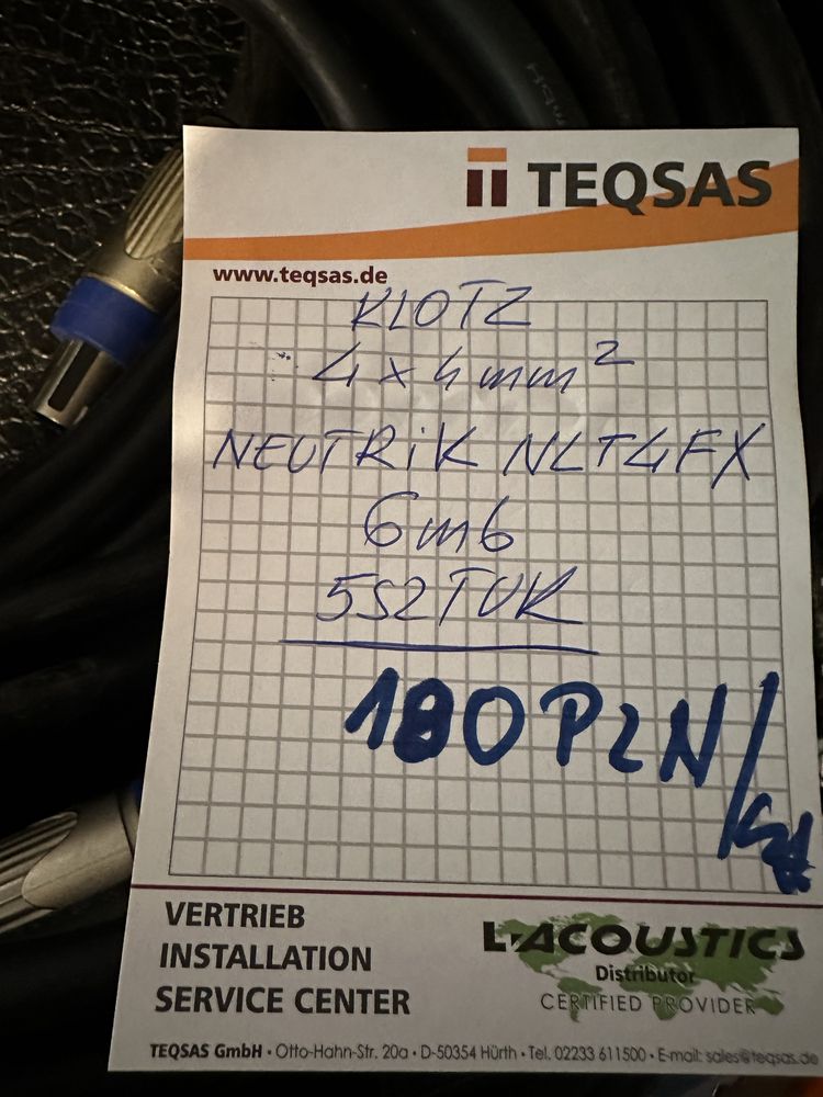 Kabel głośnikowy Klotz 4x4 neutrik NLT4FX