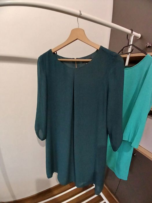 Шифонова сукня середньої довжини h&m темно-зелена