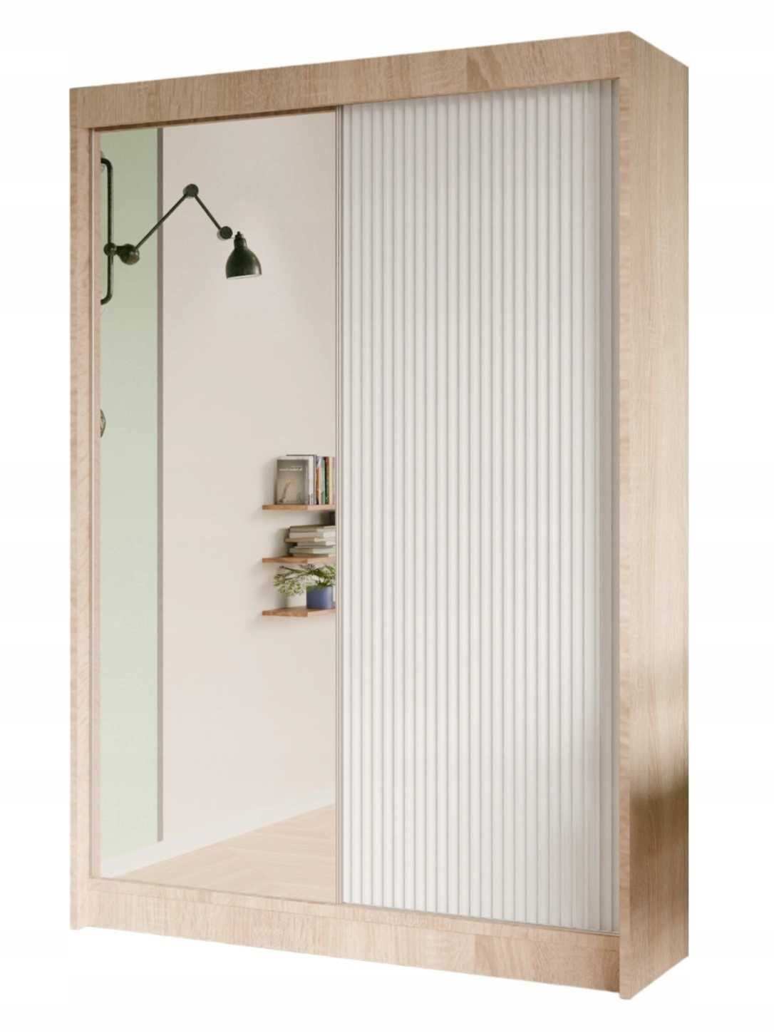 Szafa Ryflowana 120/150/200 z lustrem Przesuwna do salonu