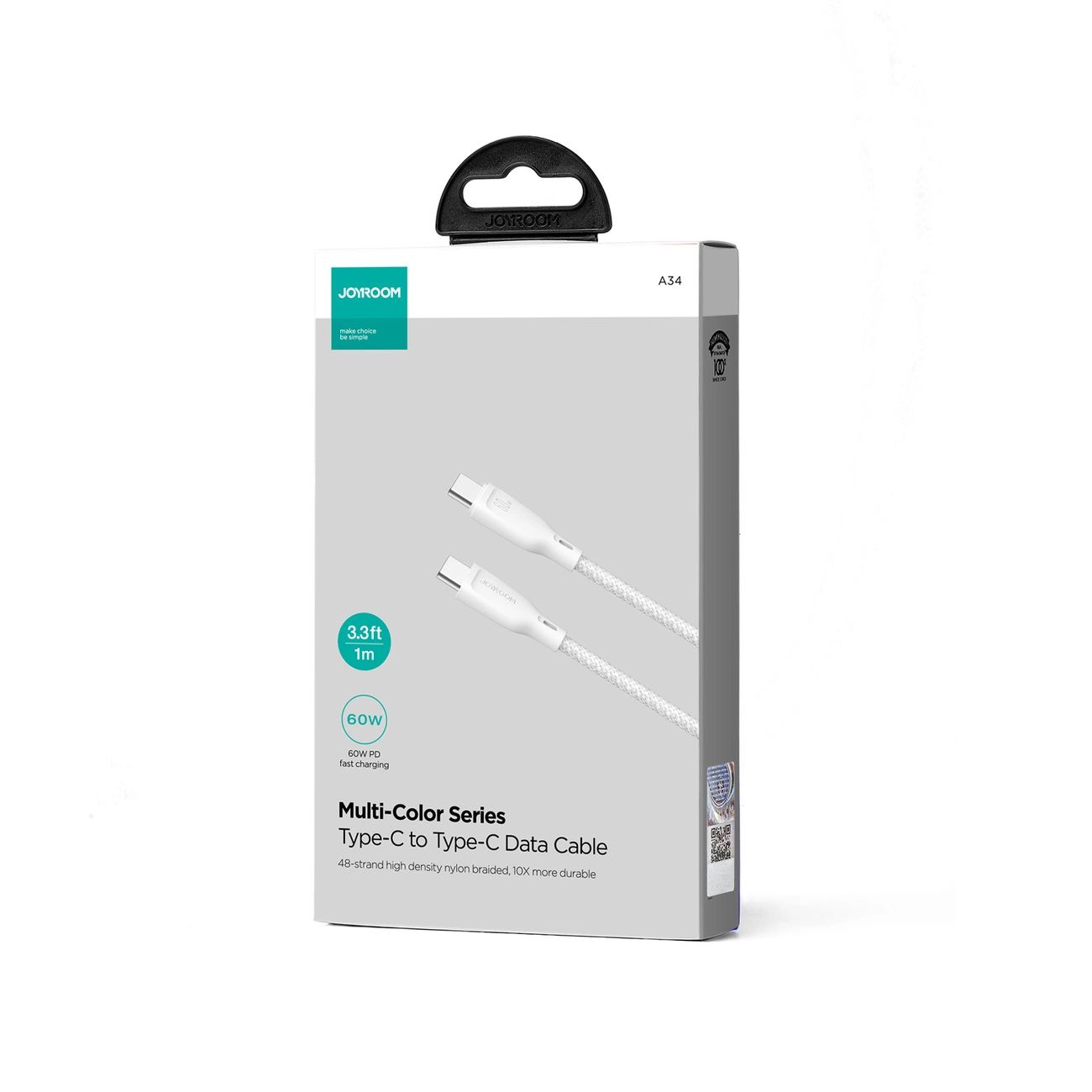 Kabel Joyroom Multi-Color Series S-A34 Usb-C / Usb-C Pd 60W 1M - Biały