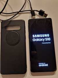 Samsung s10, 8/128 gb, etui, magnes, kabel, pęknięty ekran