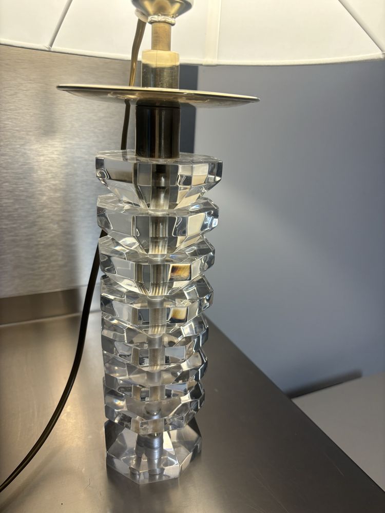 Unikatowa Lampa Lucite und Brass Karl Springer 1970 Hollywood Regency