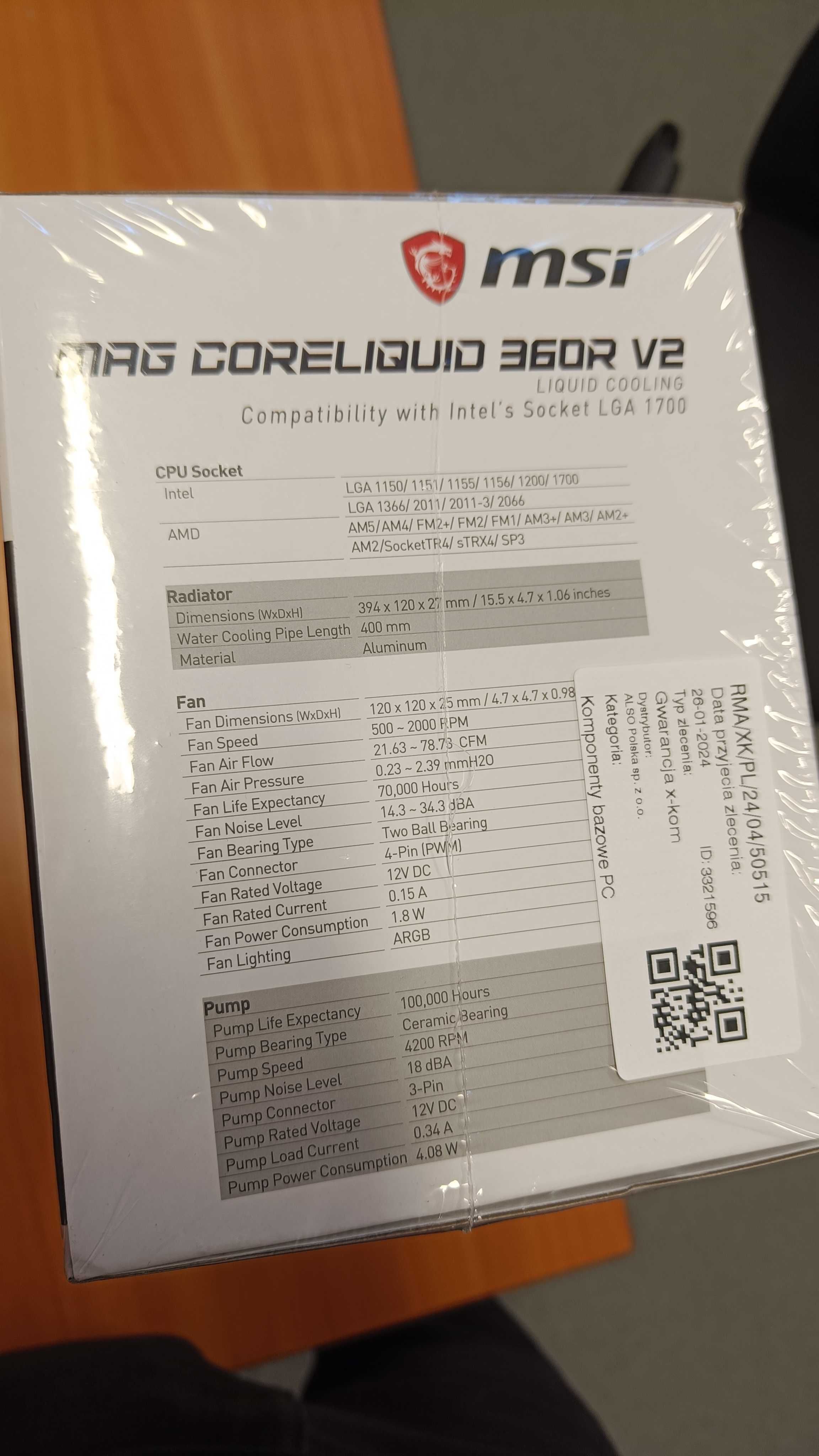 Chłodzenie MSI Coreliquid 360R V2 3x120mm