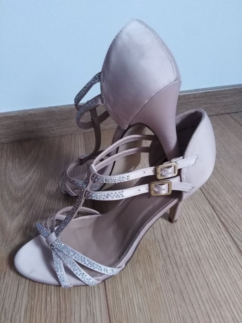 !NOWE! buty szpilki sandały świecące nude beżowy NEW LOOK 39 sylwester