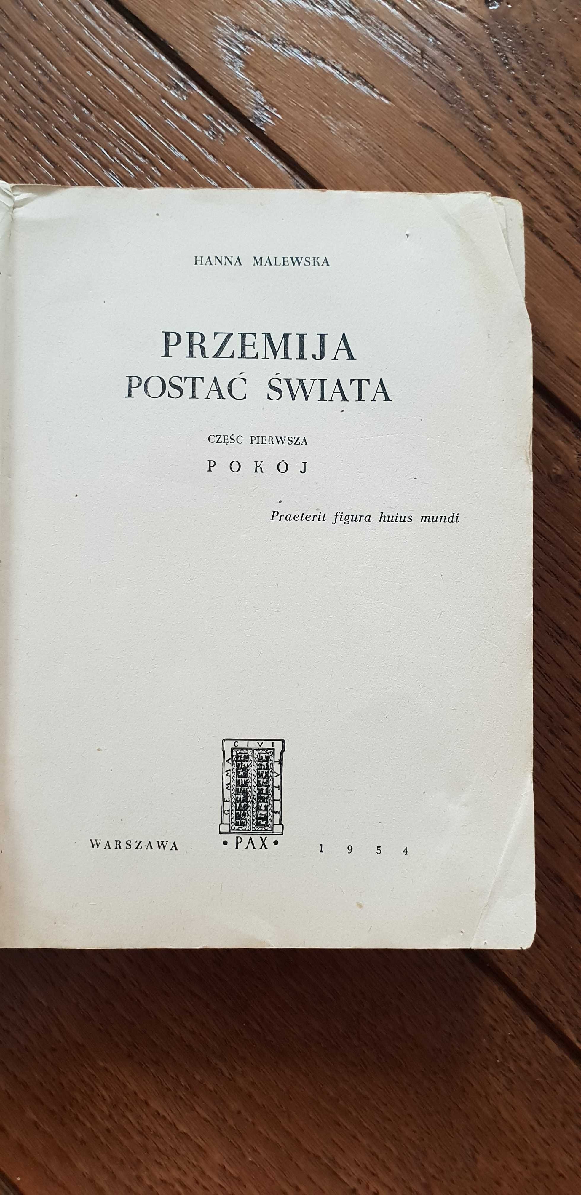 Książka rok 1954 "Przemija postać świata" Hanna Malewska