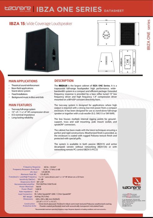 TECNARE IBZA15 650 W RMS