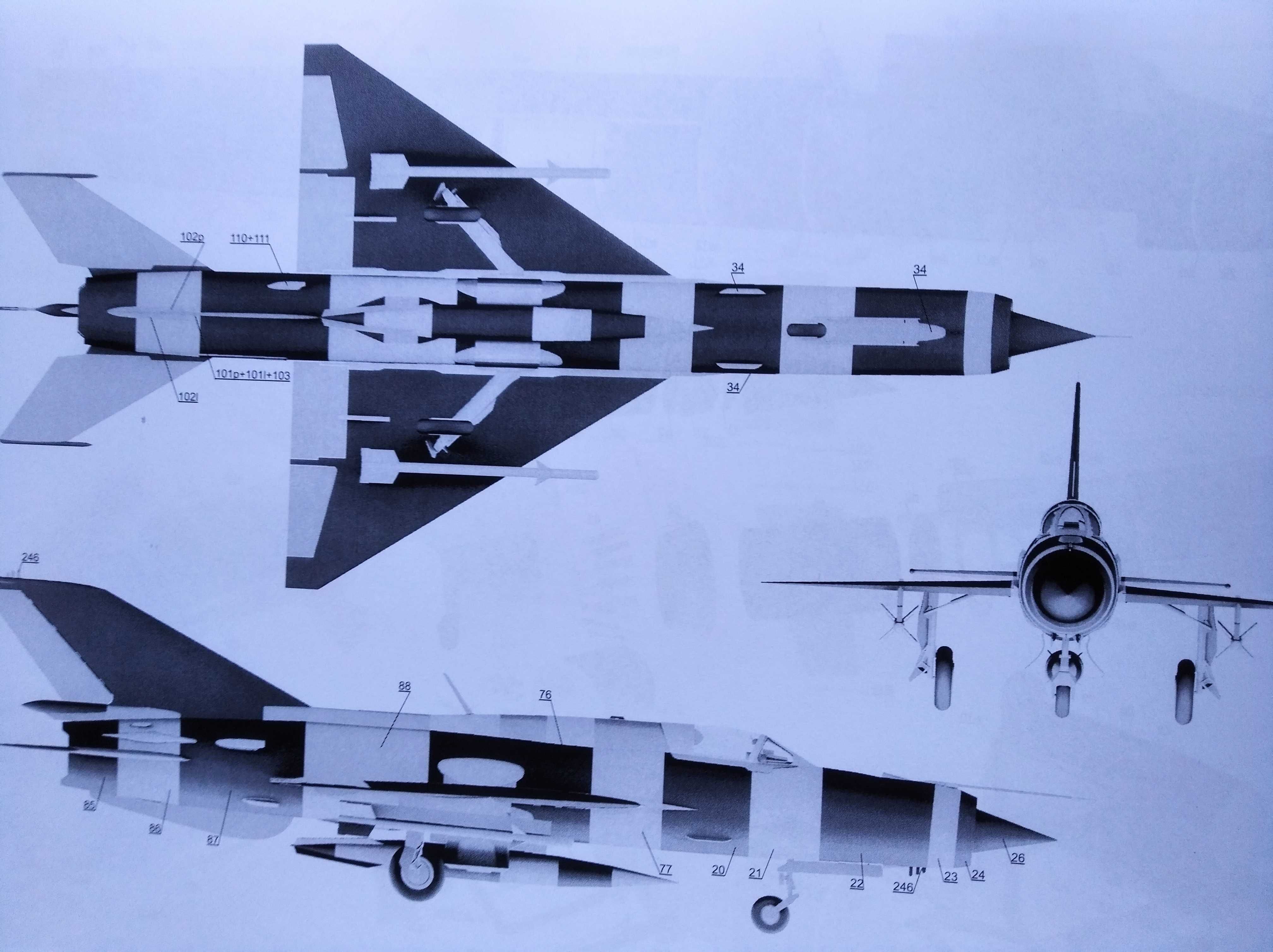 Model kartonowy samolot MiG-21 PFM 1:33
