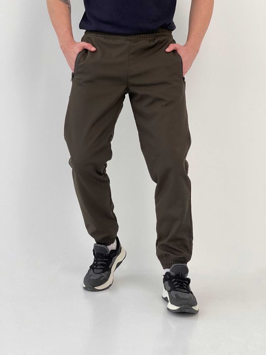 Штани чоловічі зимові утеплені на флісі софтшел хакі