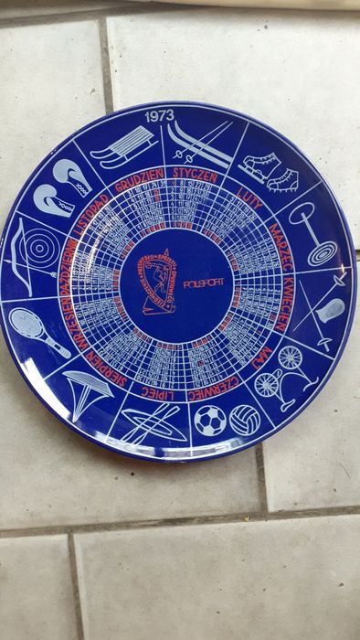 Talerz kobaltowe- Polsport 1973 - porcelit - Prószków.