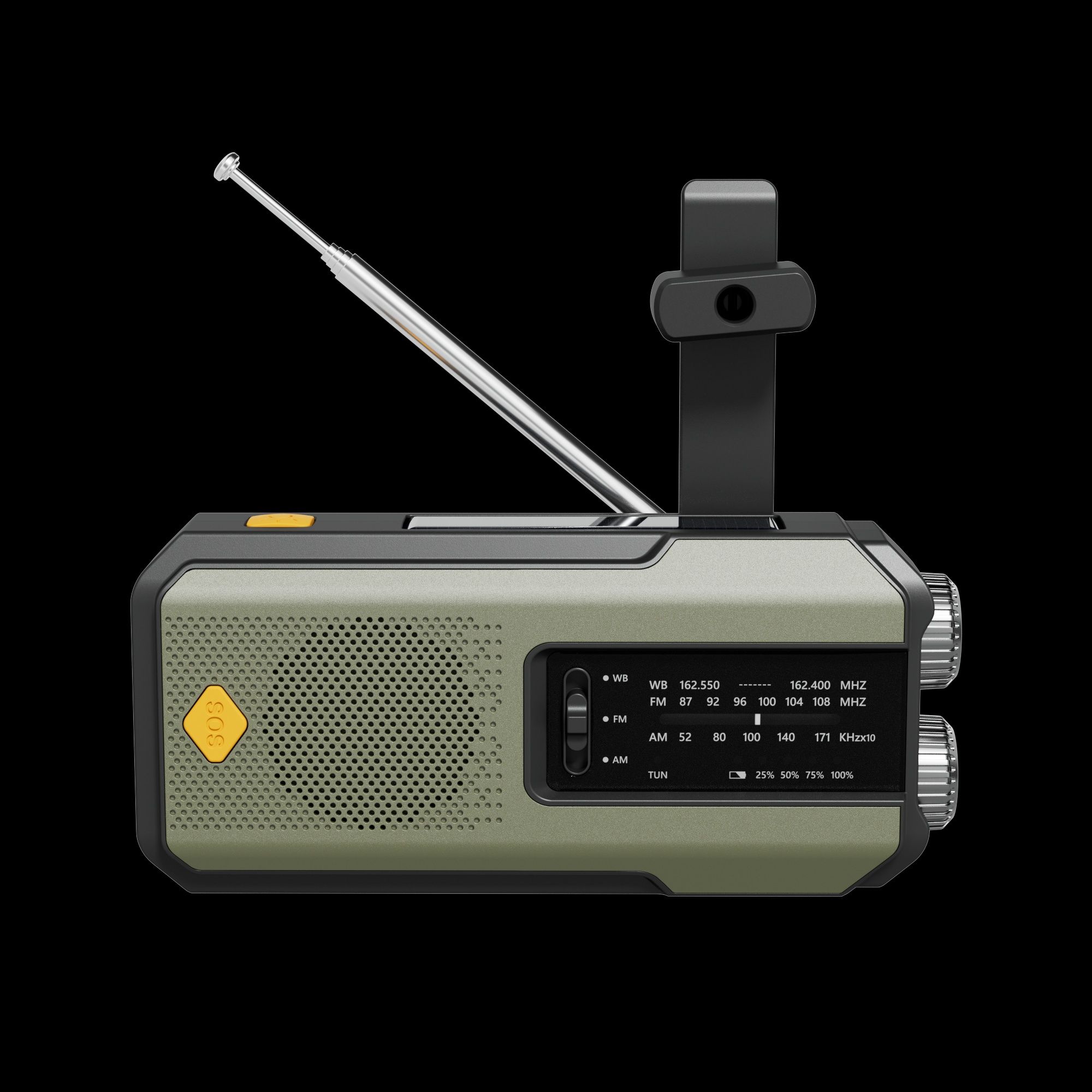 Radio de Emergência Solar Dínamo Power Bank