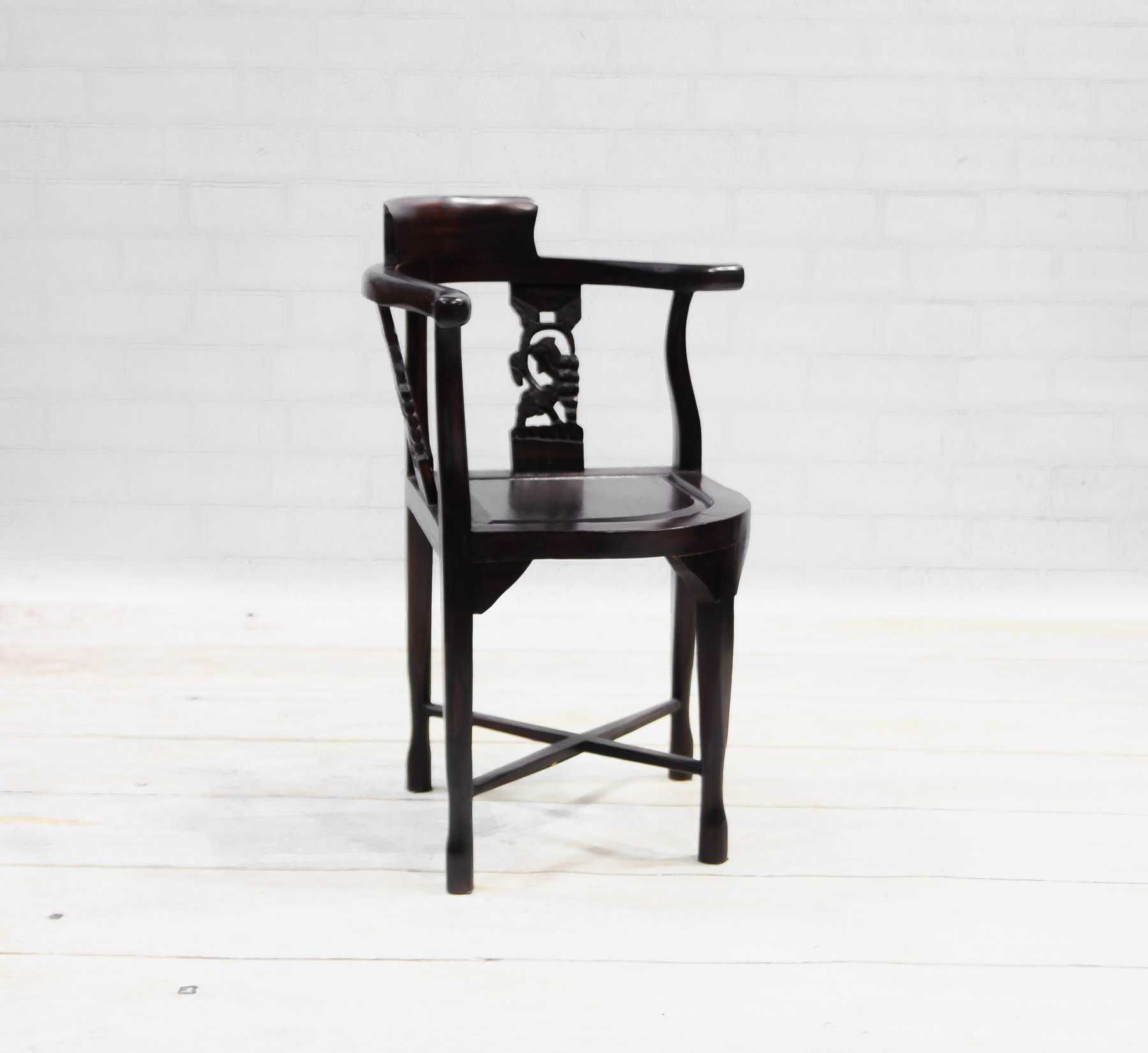 Piękne Zabytkowe Drewniane krzesło Chinoiserie narożny antyk rzeźbione