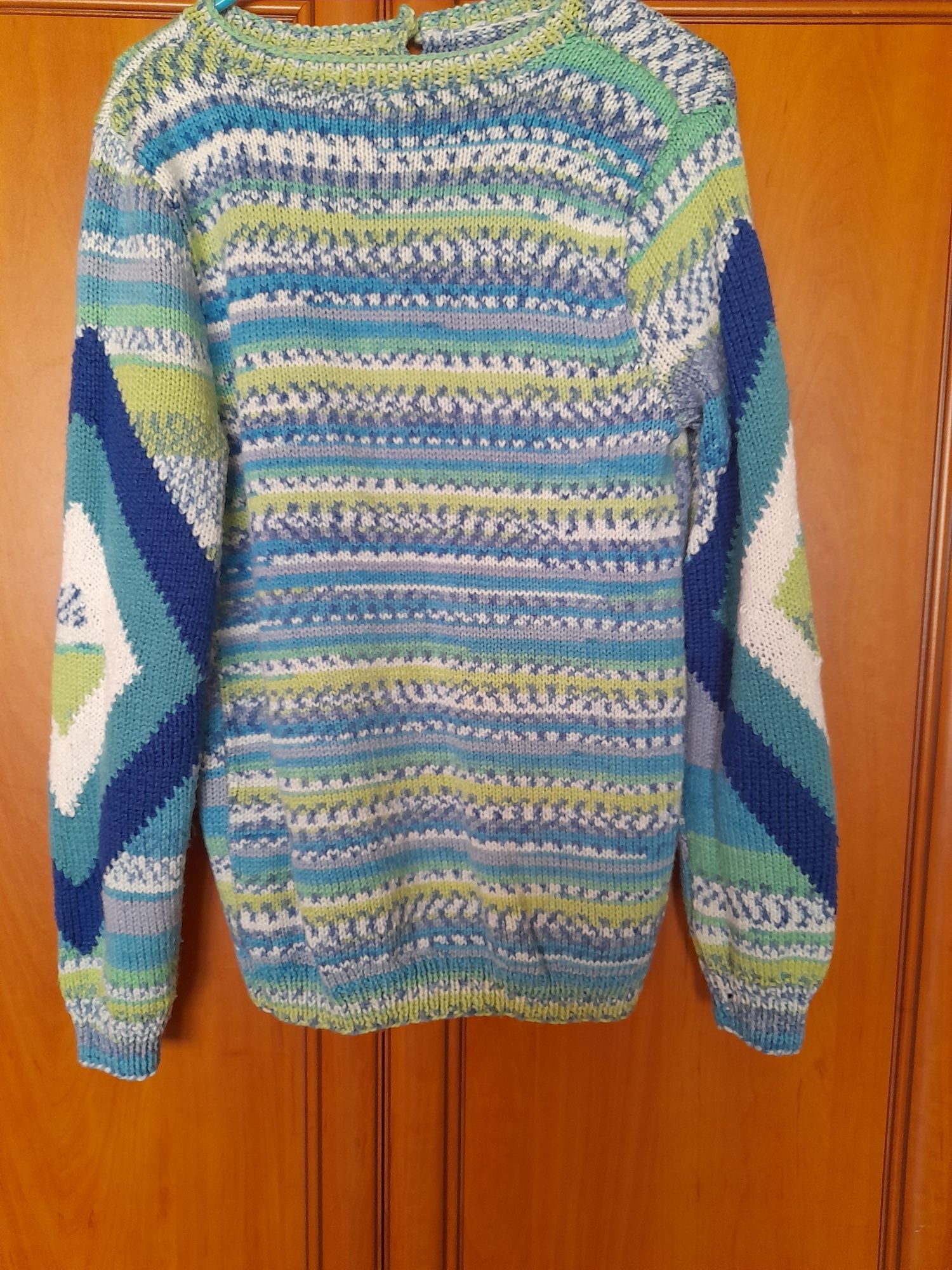 Sweter turkus zielony niebieski chabrowy