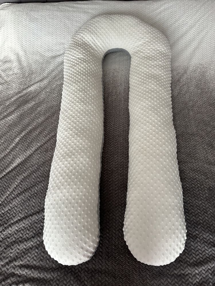 Подушка для вагітної U-подібна сірий і білий плюш