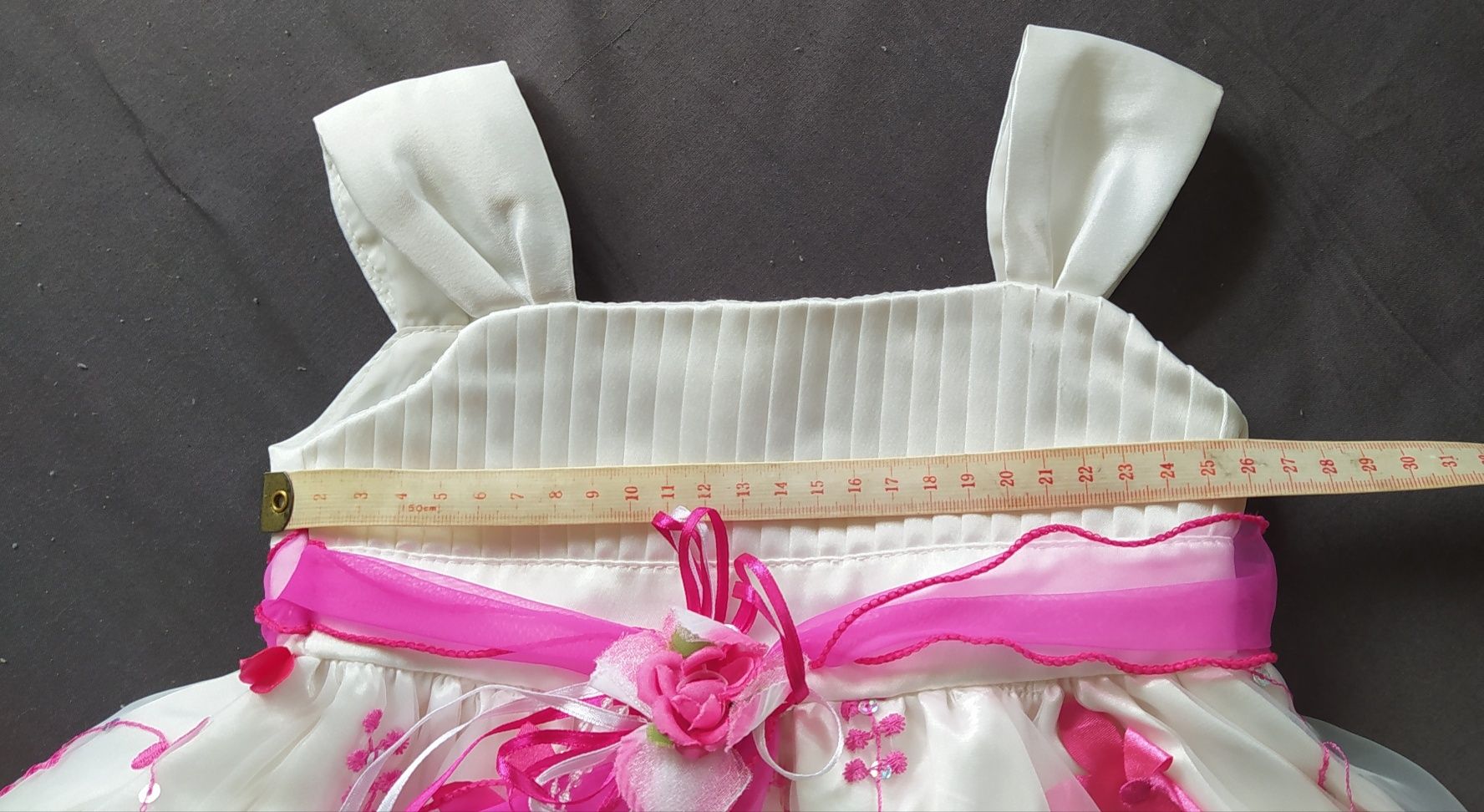 Biało-różowa wyjściowa sukienka niemowlęca R Framboise