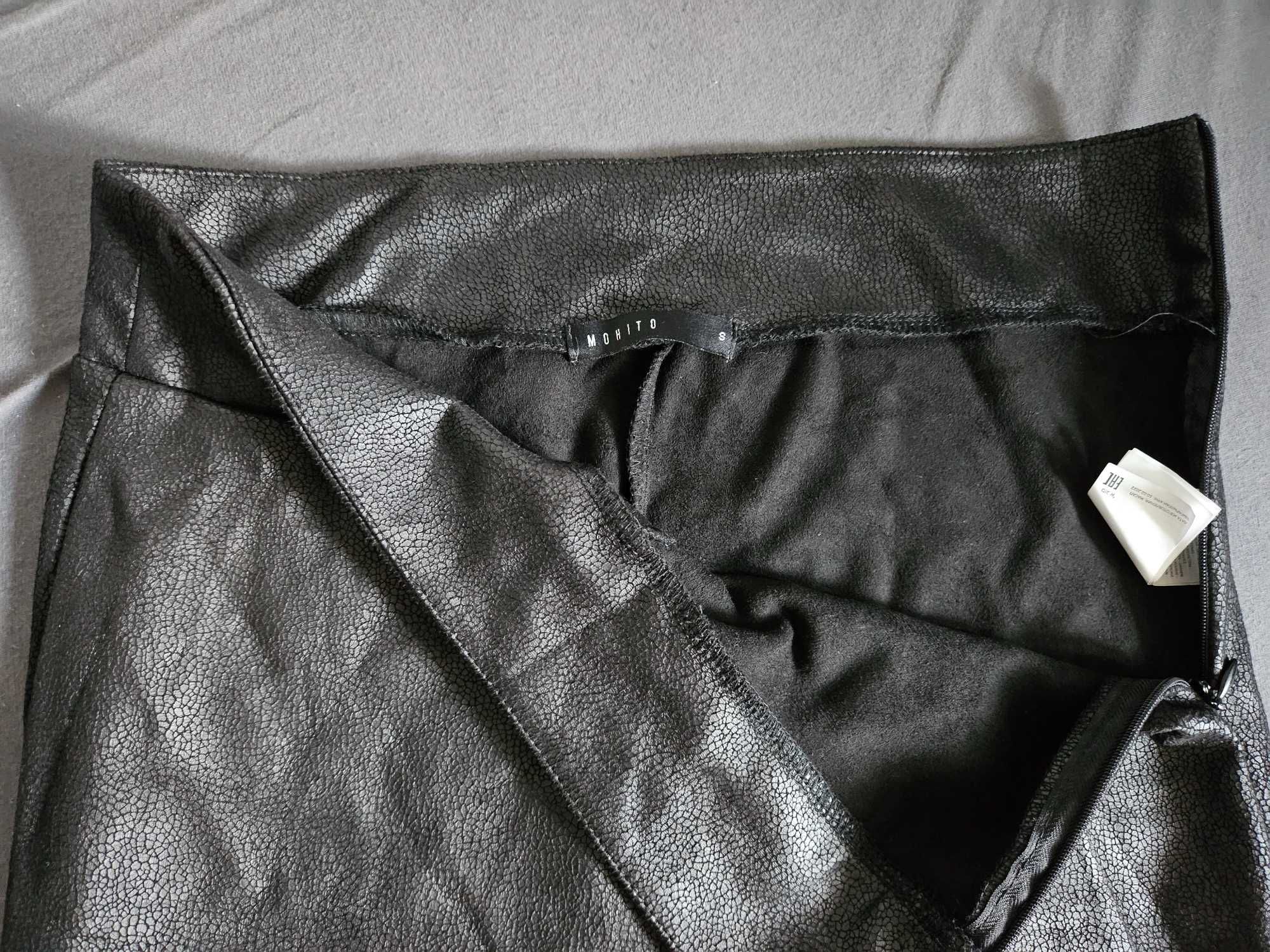 Legginsy obcisłe spodnie czarne skórzane mohito rozmiar s jak nowe