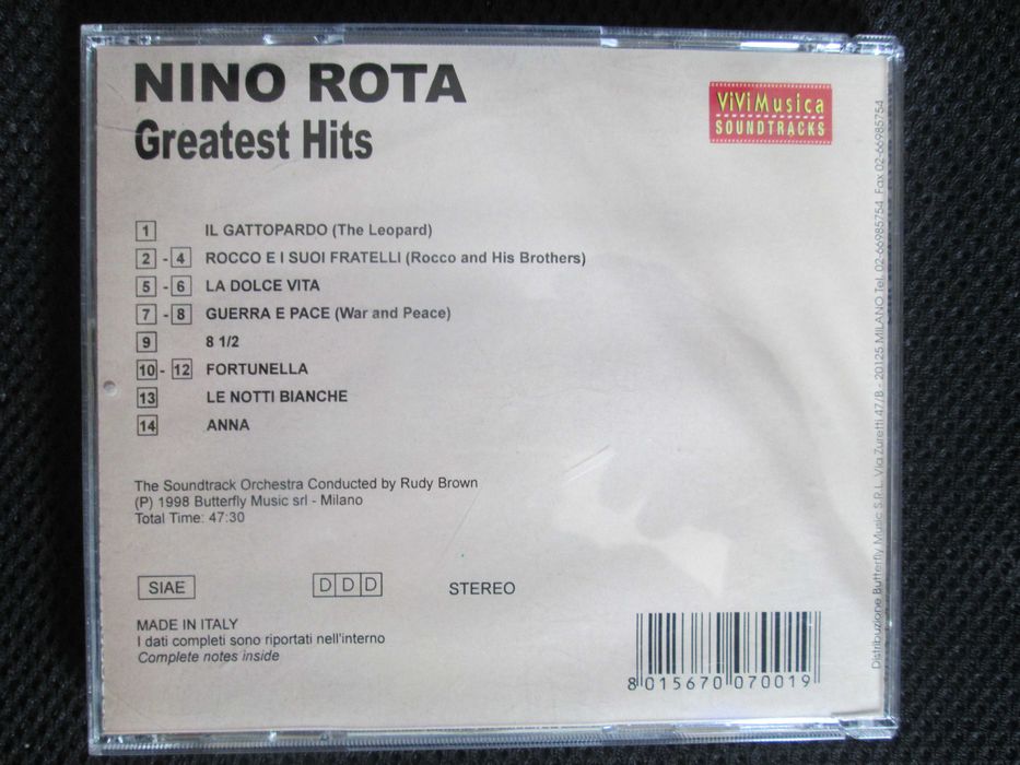CD -Nino Rota, Greatest Hits - Raro, como novo