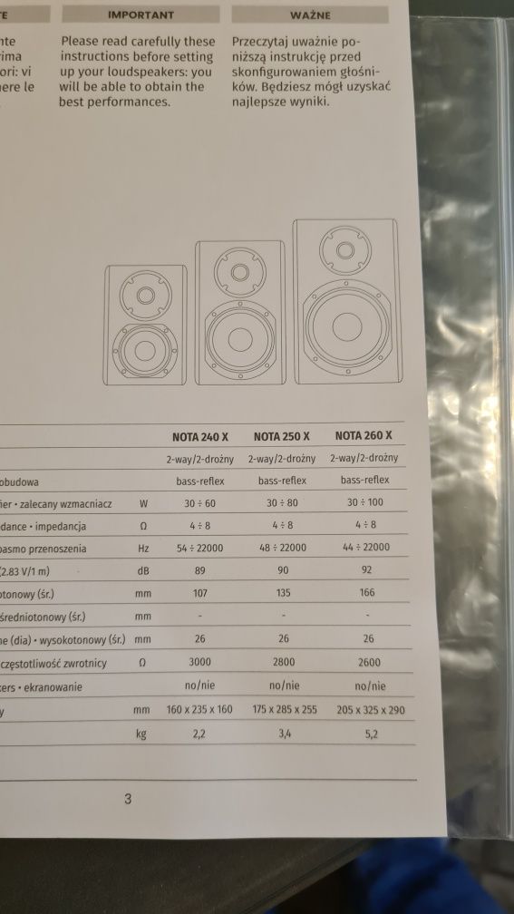 Kolumny podstawkowe Nota 260 X