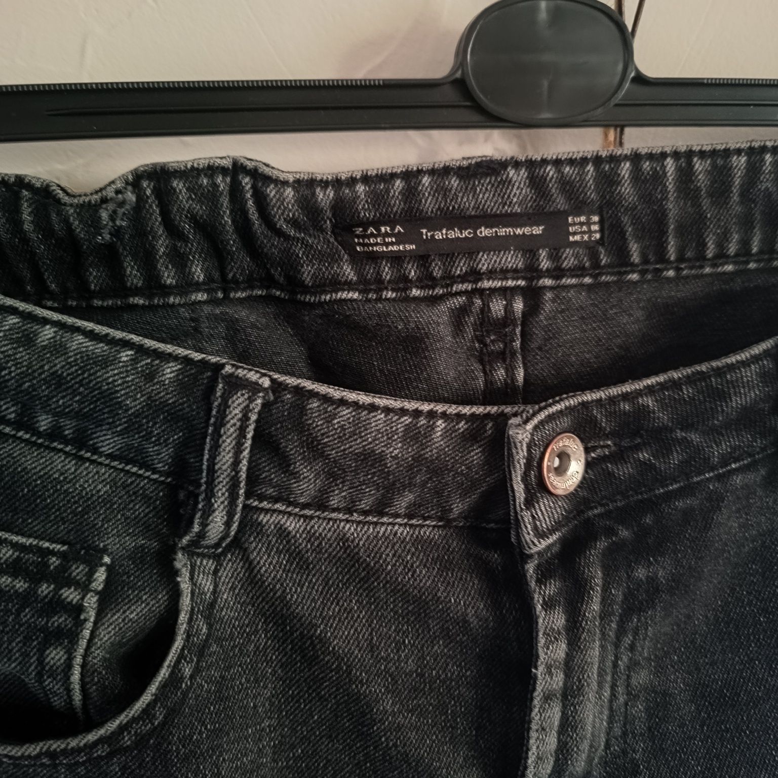 Czarne  spodnie jeans Zara 38 wysoki stan, dziewczynka