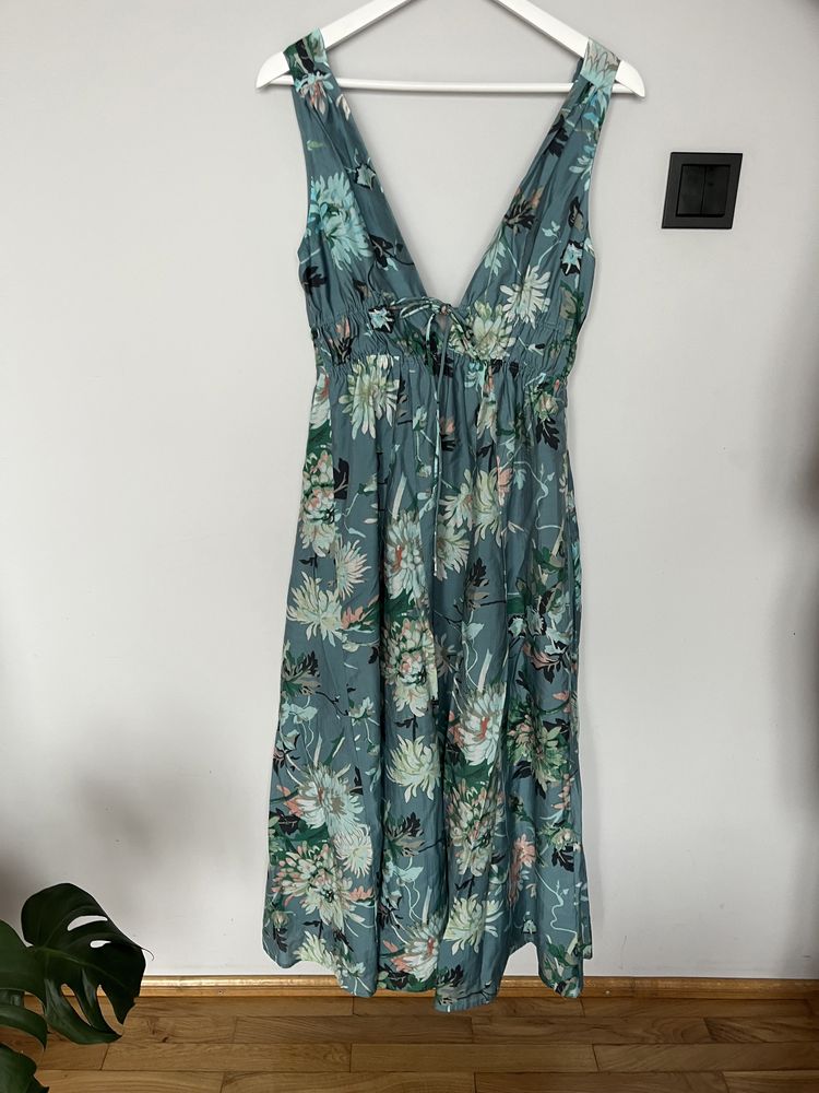 Długa sukienka H&M S sukienka w kwiaty letnia sukienka S