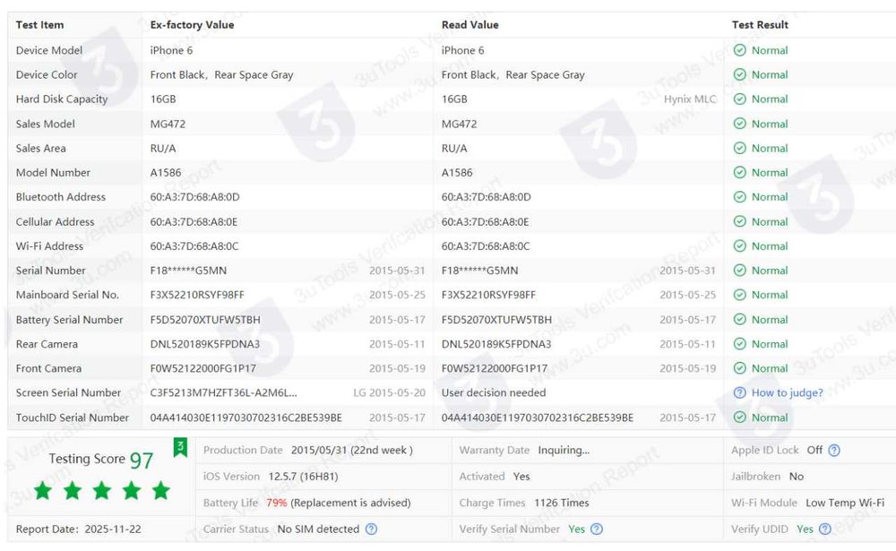 Класний iPhone 6 на 16Gb телефон смартфон Айфон 6 A1586 АКБ 80% +чехол