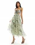Asos Design 40 Sukienka Z Gorsetem Green Vintage Floral Print J26595