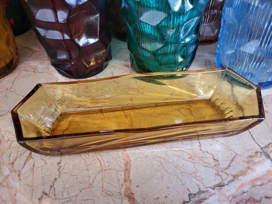 Szklana przedwojenna podstawka Moser