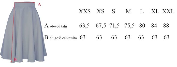 Xxl Midi Granatowa Spódnica Z Koła Rozłożysta 44