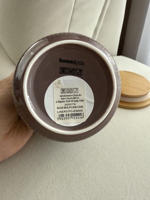 Pojemnik brązowy z bambusową pokrywką home&you *nowy*