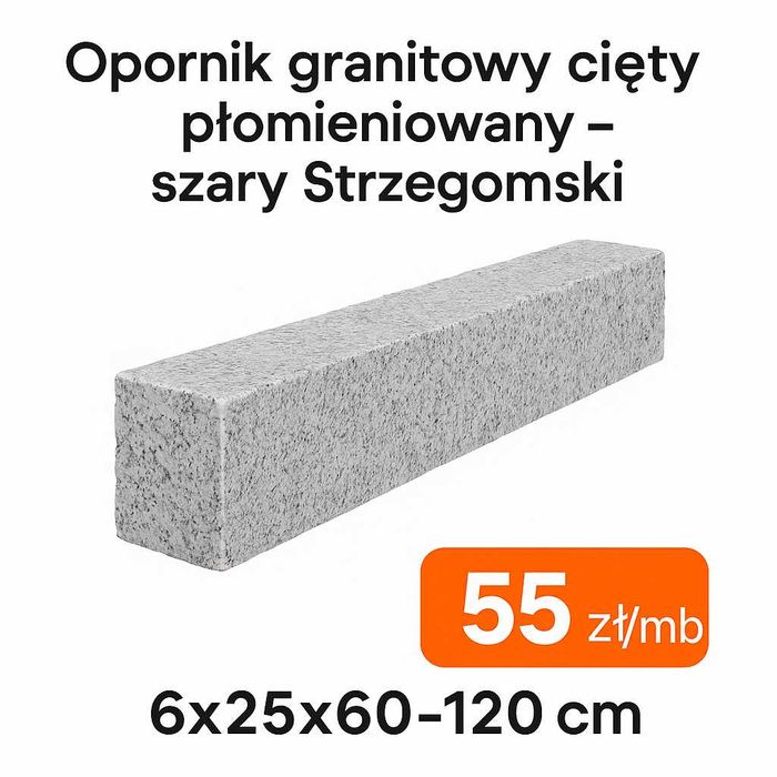 opornik granitowy cięty 6x25x60-120 / Polski granit