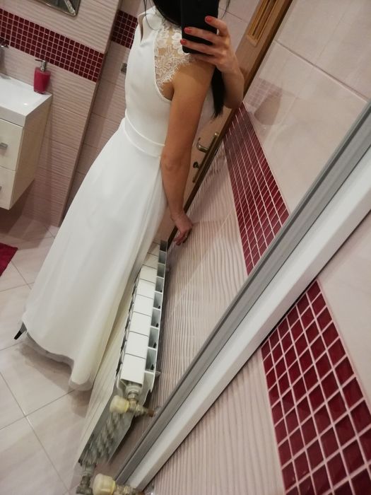 Nowa sukienka suknia maxi długa koronka koronkowa tiul 36 s ślub wesel