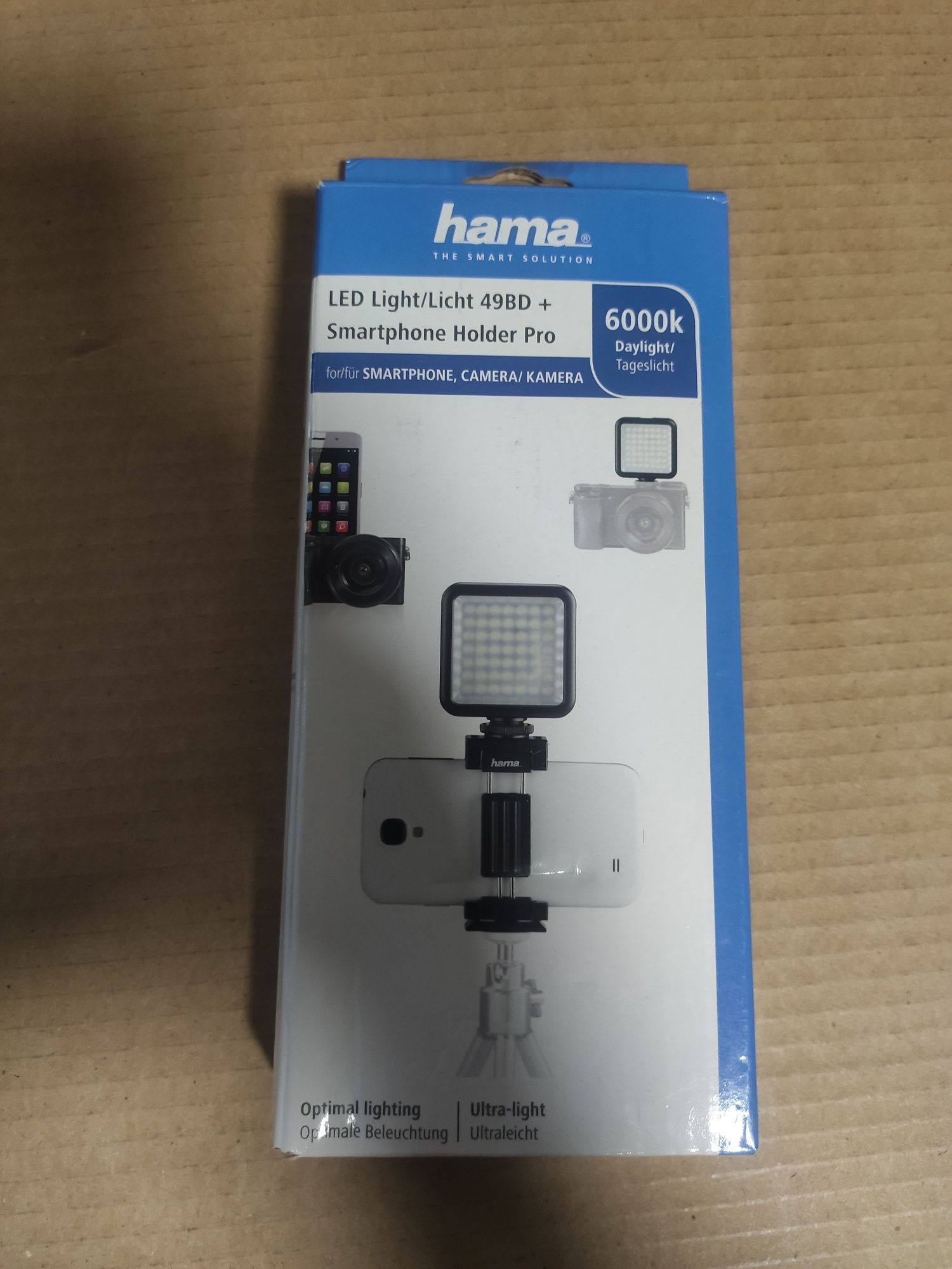 Hama lampka regulowana LED 6000K z uchwytem smartfona kamery sportowej