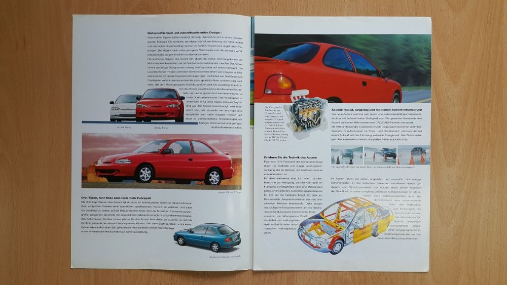 Prospekt Hyundai Accent. 1996 rok. Język niemiecki.
